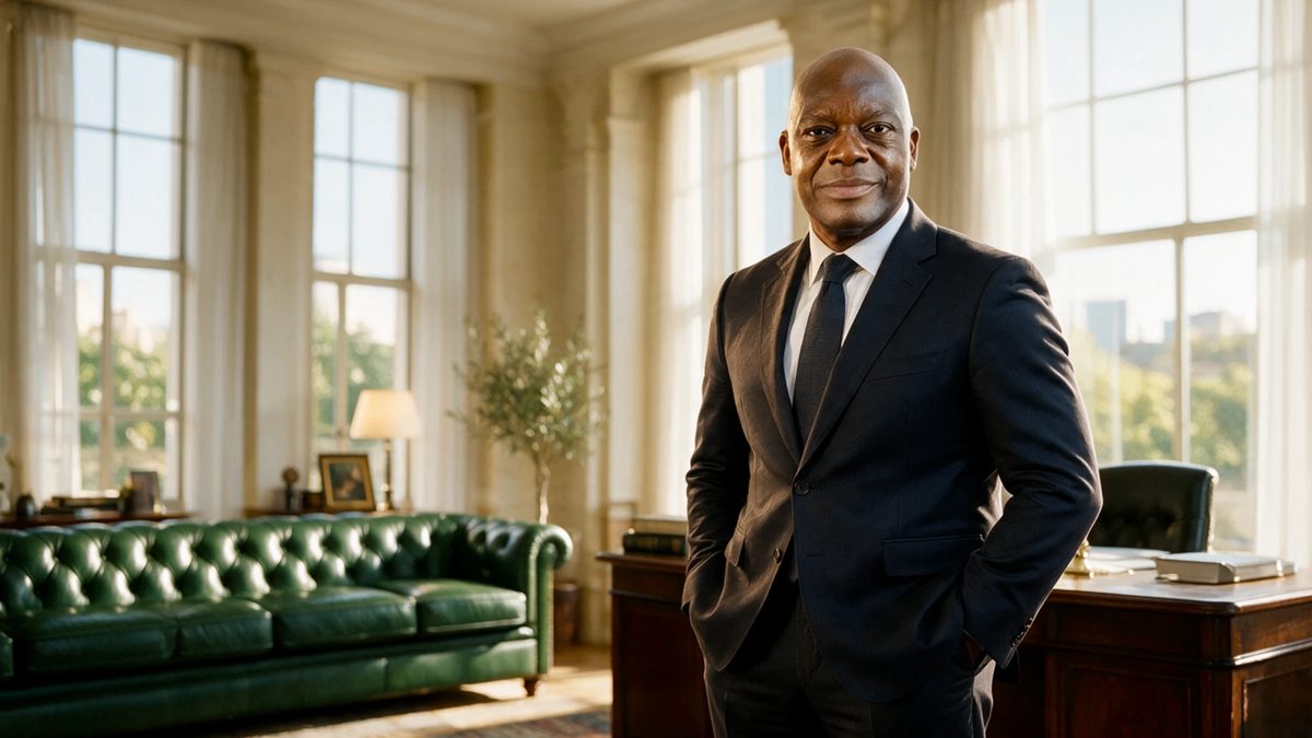 Maître COULIBALY Climanlo Jérôme, en costume, dans son bureau du cabinet